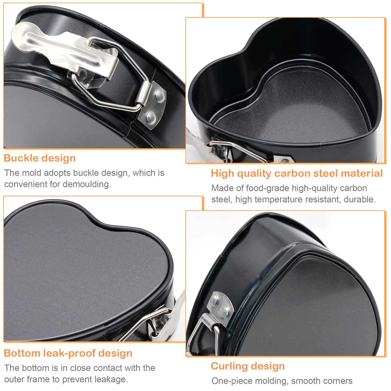 2 Gâteaux à Charnière,Cœur Moule à Gâteau Métal Noir, 11 Cm Moule à