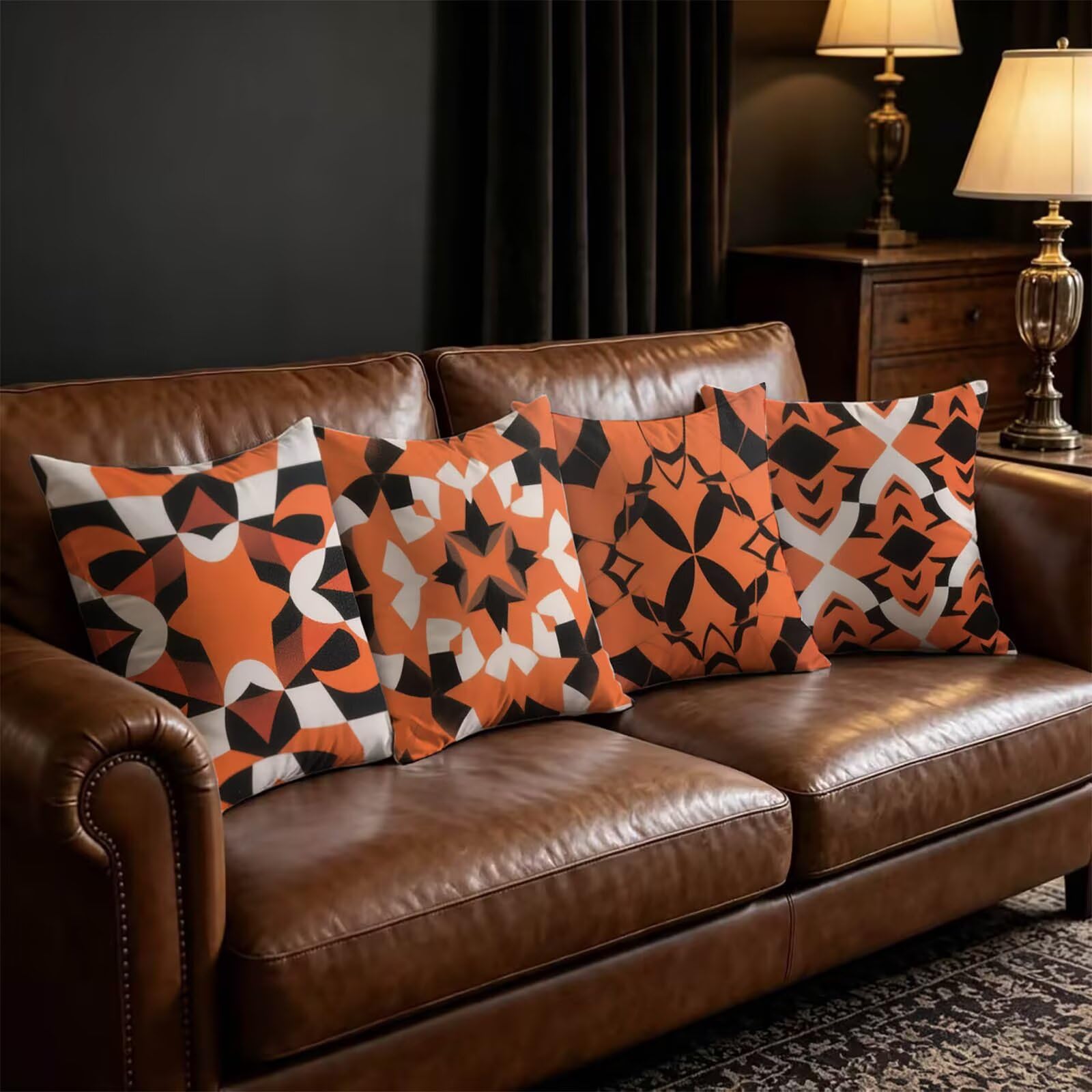Orange and Black Outdoor Kissenbezug 50x50cm Kopfkissenbezug THDZ-3506