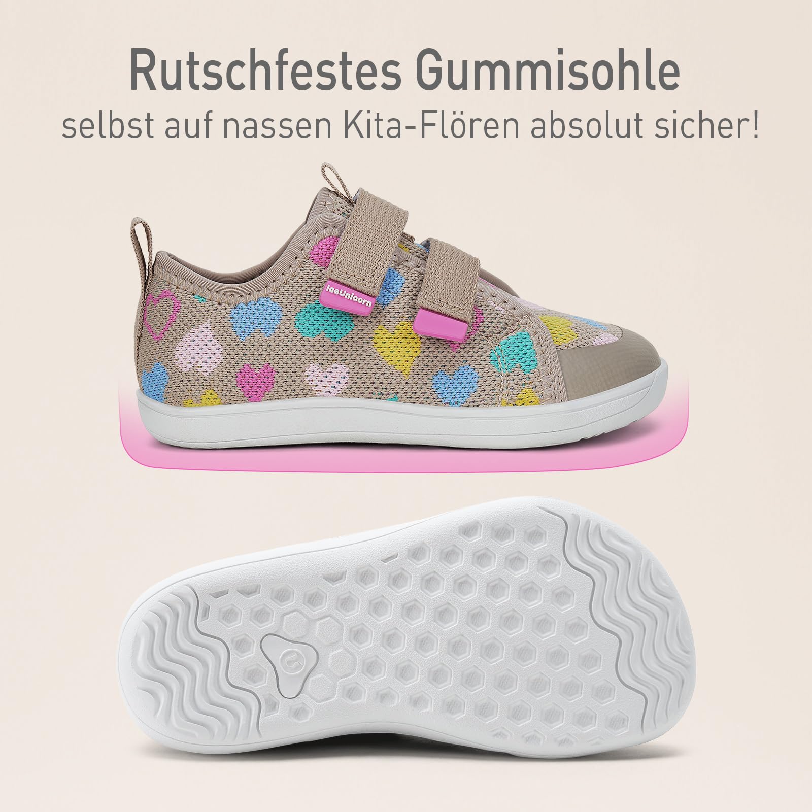 IceUnicorn Kinder Barfußschuhe Breite Zehenbox Jungen Mädchen Hausschuhe Minimalistische Outdoor Traillaufschuhe Walking Schuhe(Hell Khaki, 24EU Weit)