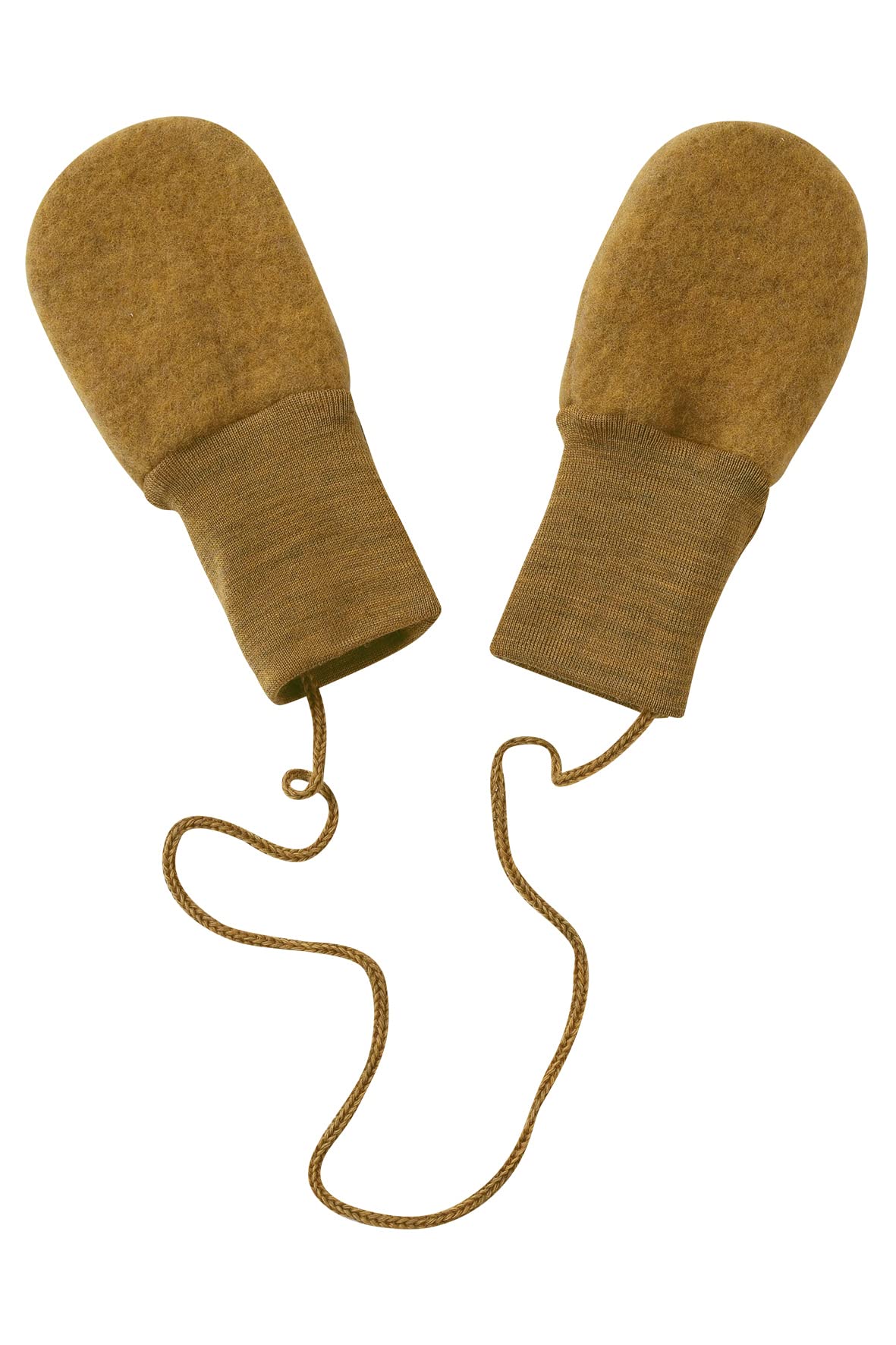 Engel Organic Wool Fleece Newborn Baby Mittens (one size - for new born - approx. 0-6 months, Safron melange)