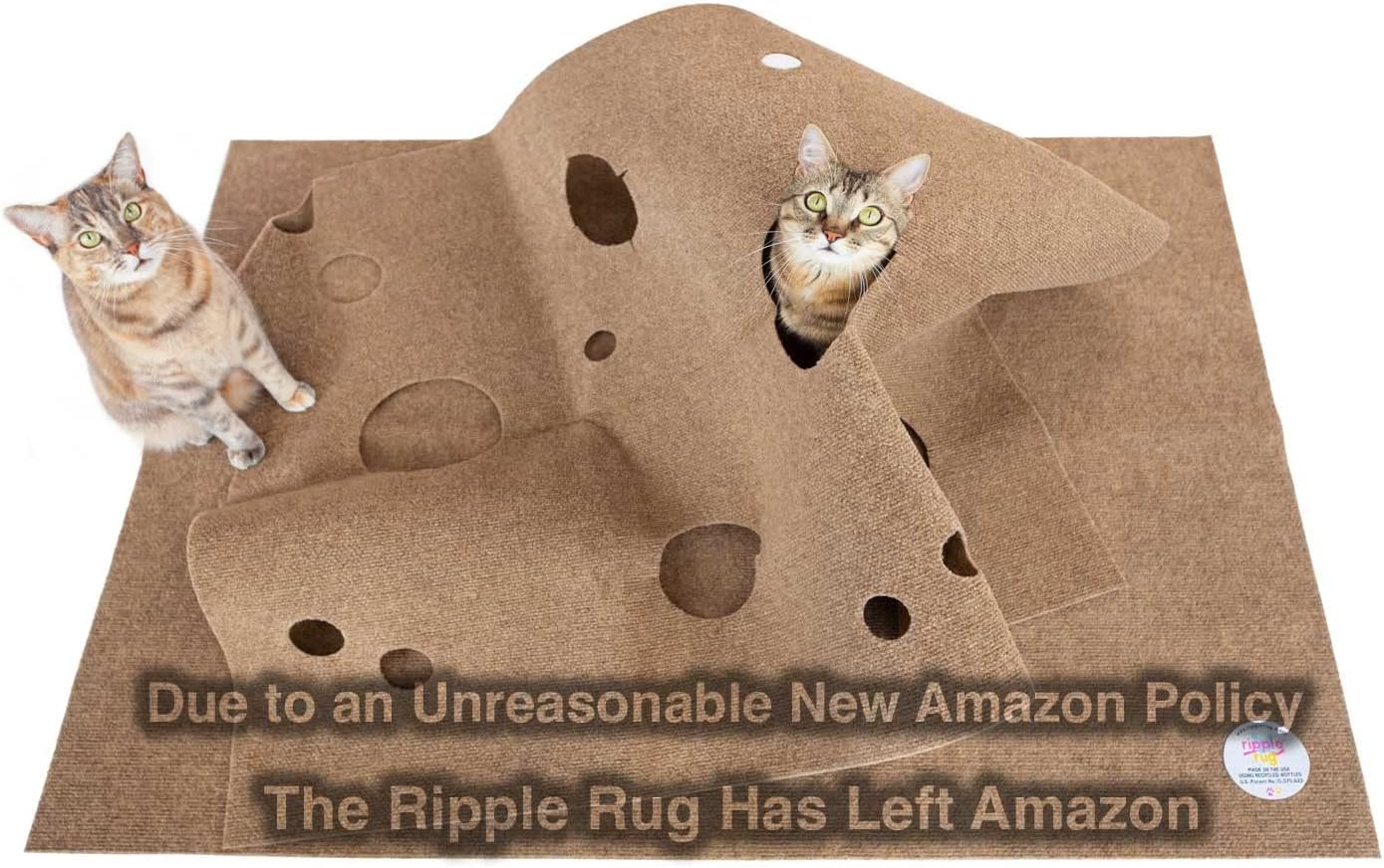 SnugglyCat The Ripple Rug - Cat Activity Play Mat - Made in USA - Insulated Base Keeps Kitty Warm - Fun Interactive Play - Training - Scratching - Bed Mat