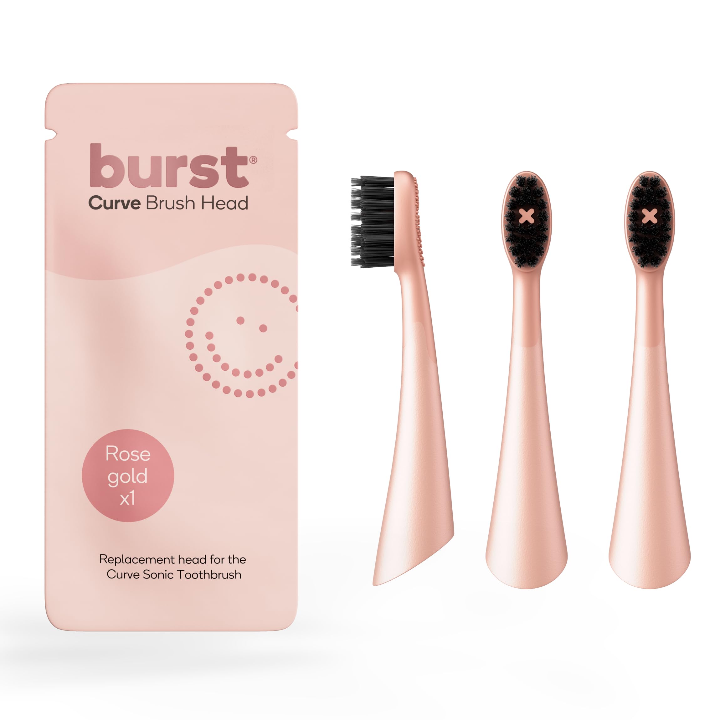 BURST Replacement Heads for Curve Sonic Electric Toothbrush (3 Pack/Rose Gold)