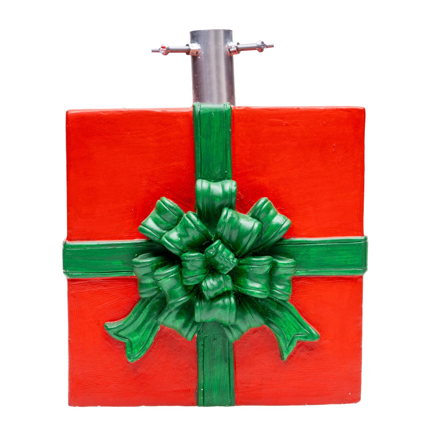 Nataland Base Pacco Regalo per Albero di Natale Dipinta A Mano, Supporto Decorativo Robusto e Stabile Alto 27 Cm con Aggancio Universale per Alberi Fino A 210 cm