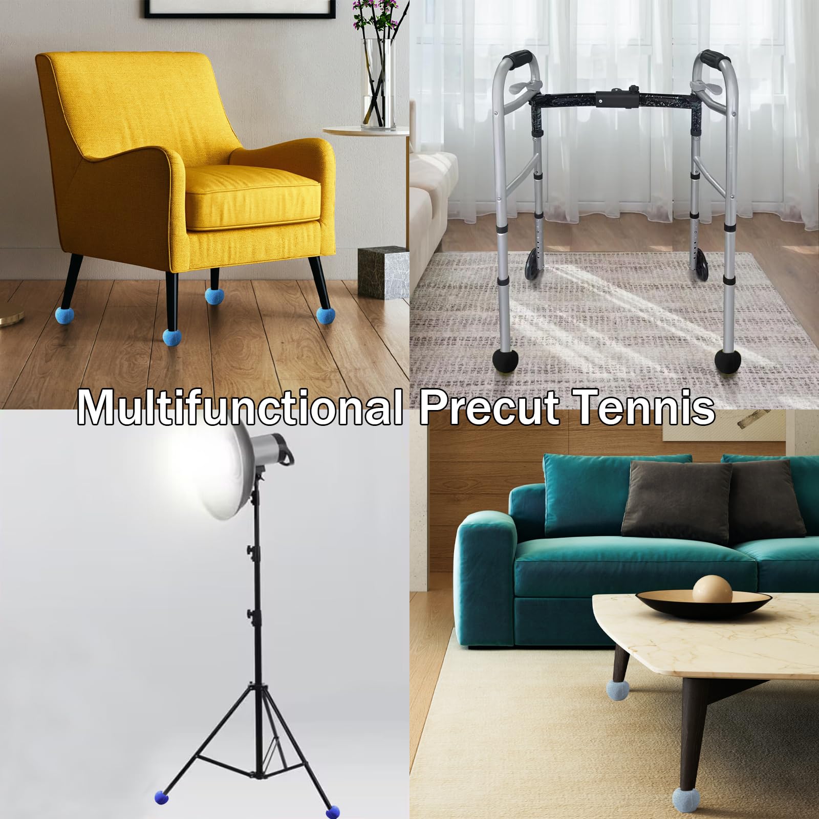 Acarrie Lot De 16 Balles De Tennis Prédécoupées Pour Chaises, Balles De Tennis, Housses De