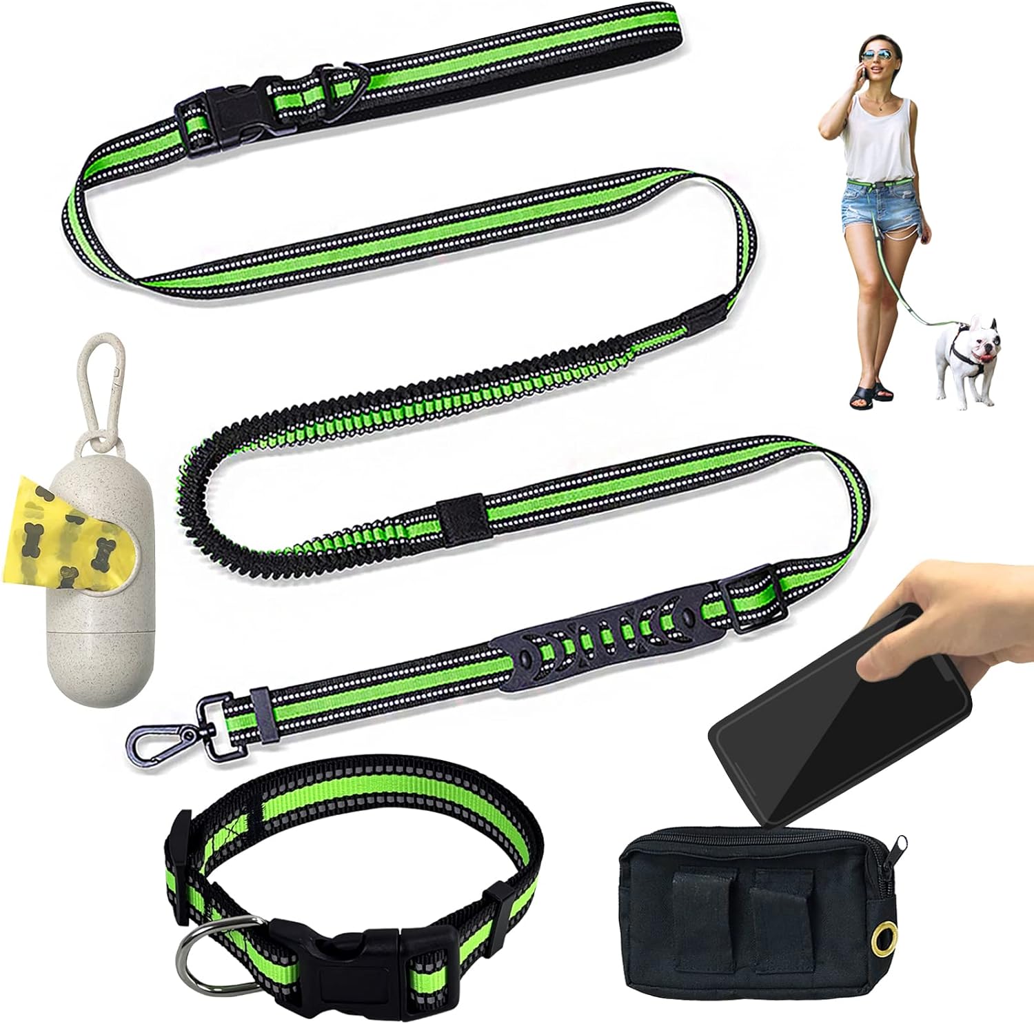 5FT to 7FT Bungee Dog Lead Shock Absorber, Anti Pull Leads with Soft Padded Handle & Traffic