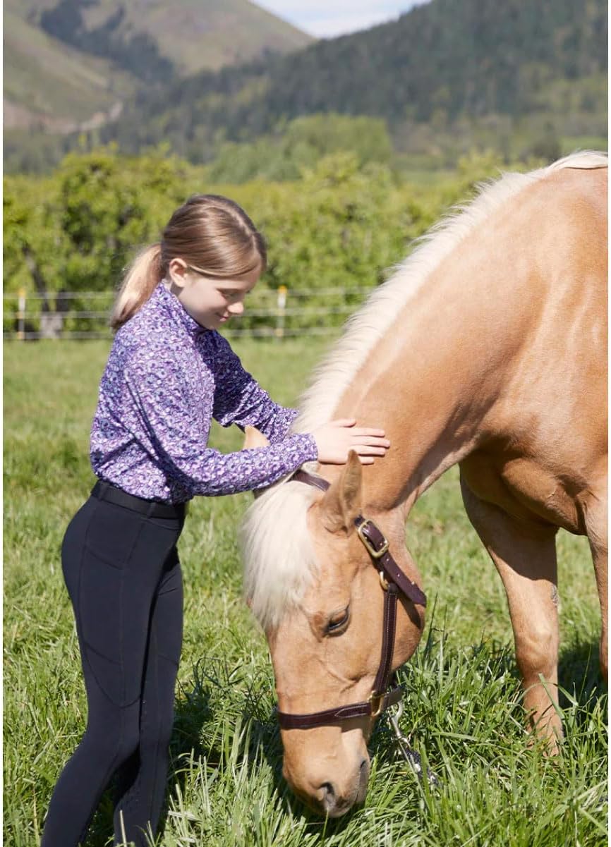 Kerrits Kids Ice Fil Full Seat Horse Riding Tech Tights – Cooling Breathable Kids Equestrian Leggings with Pockets for Summer
