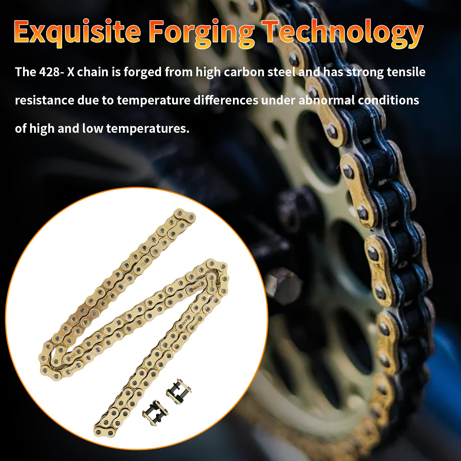 428 X-Ring Chain 142 Links with Connecting Master Link for 125cc 150cc 200cc 250cc Motorcycle Street Cars Off-Road Scooters