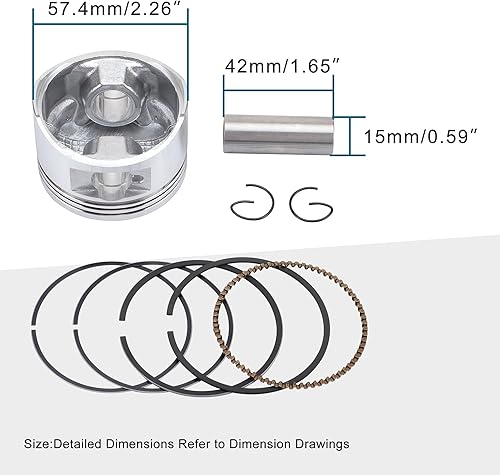 Miniatura 2 de GOOFIT Kit de montaje de anillo de pistón de 2.260 in para GY6 157QMJ ATV Go Kart ciclomotor Scooter
