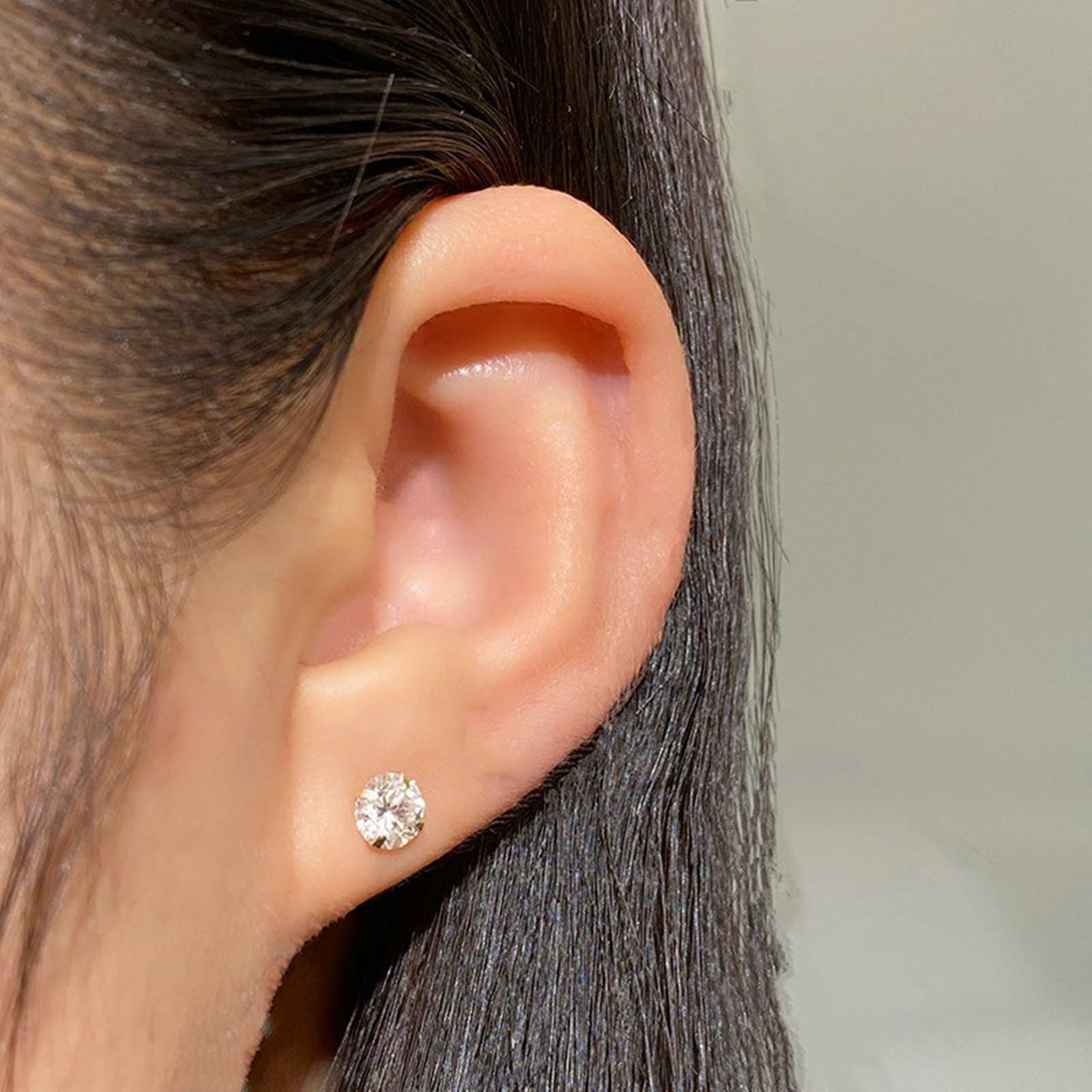 Kolczyki z żółtego złota 18 K, okrągły pierścionek z diamentami 0,5 ct, kolczyki z żółtego złota w stylu vintage, 18 K, modna biżuteria na urodziny