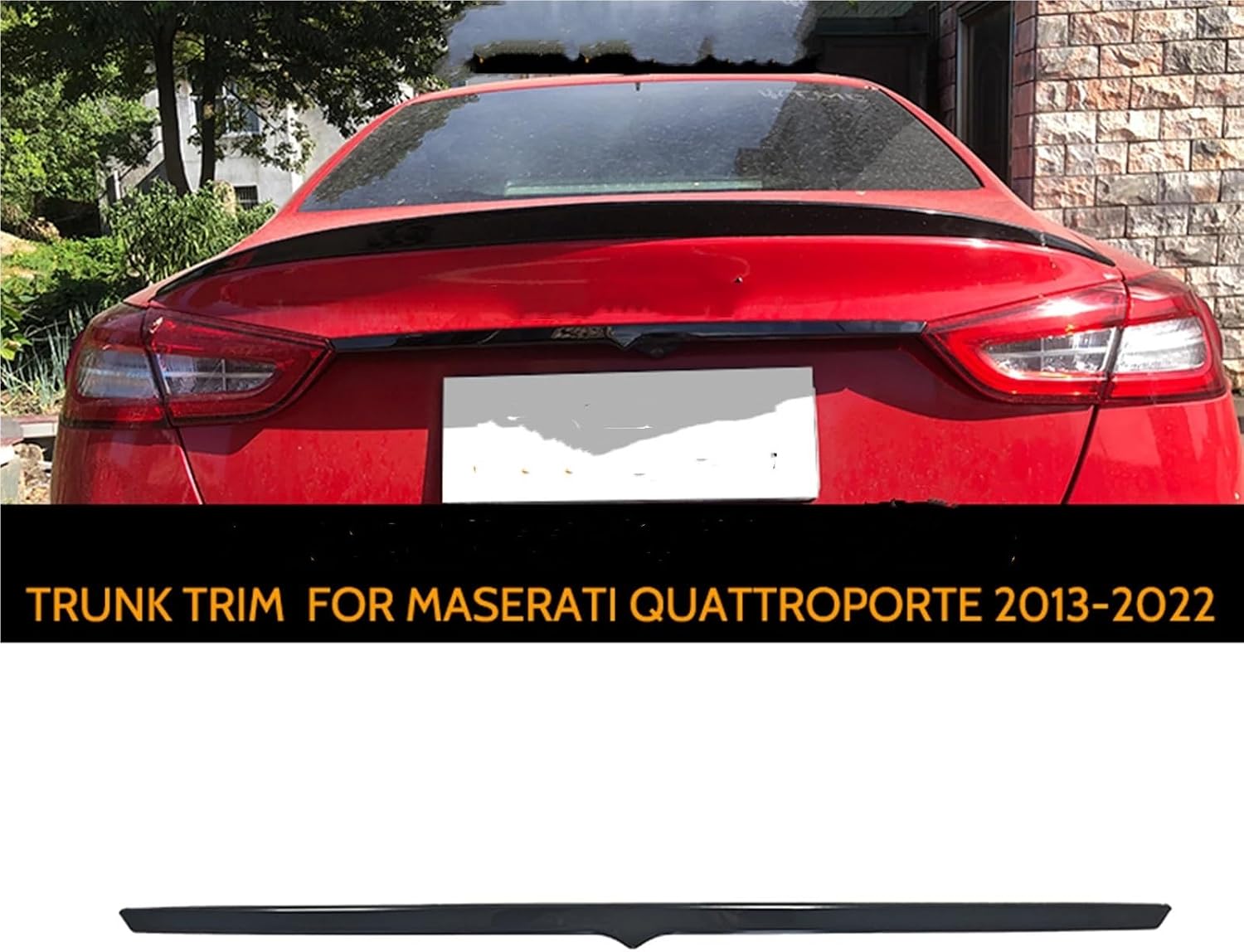 Fit for Maserati Quattroporte 2014-2022 Chrome Black Exterior Rear Tailgate Strip Trim Cover Trunk Lid Tail Spoiler Decorative