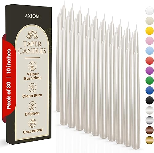 Miniatura 230 de Axiom Candles Velas altas sin goteo de 10 pulgadas sin perfume y sin humo, 9 horas de tiempo de combustión, velas cónicas para el hogar, cenas