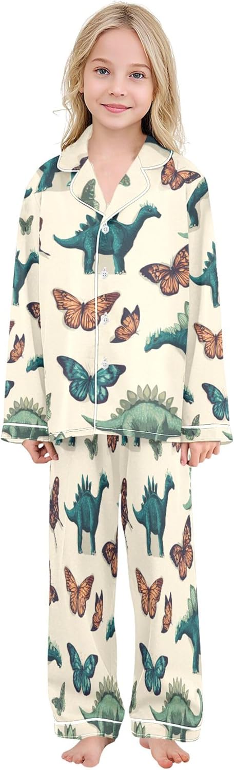 Silk Pajama Sets Long Sleeve Pajamas Soft Sleepwear 2 Piece Pjs Set