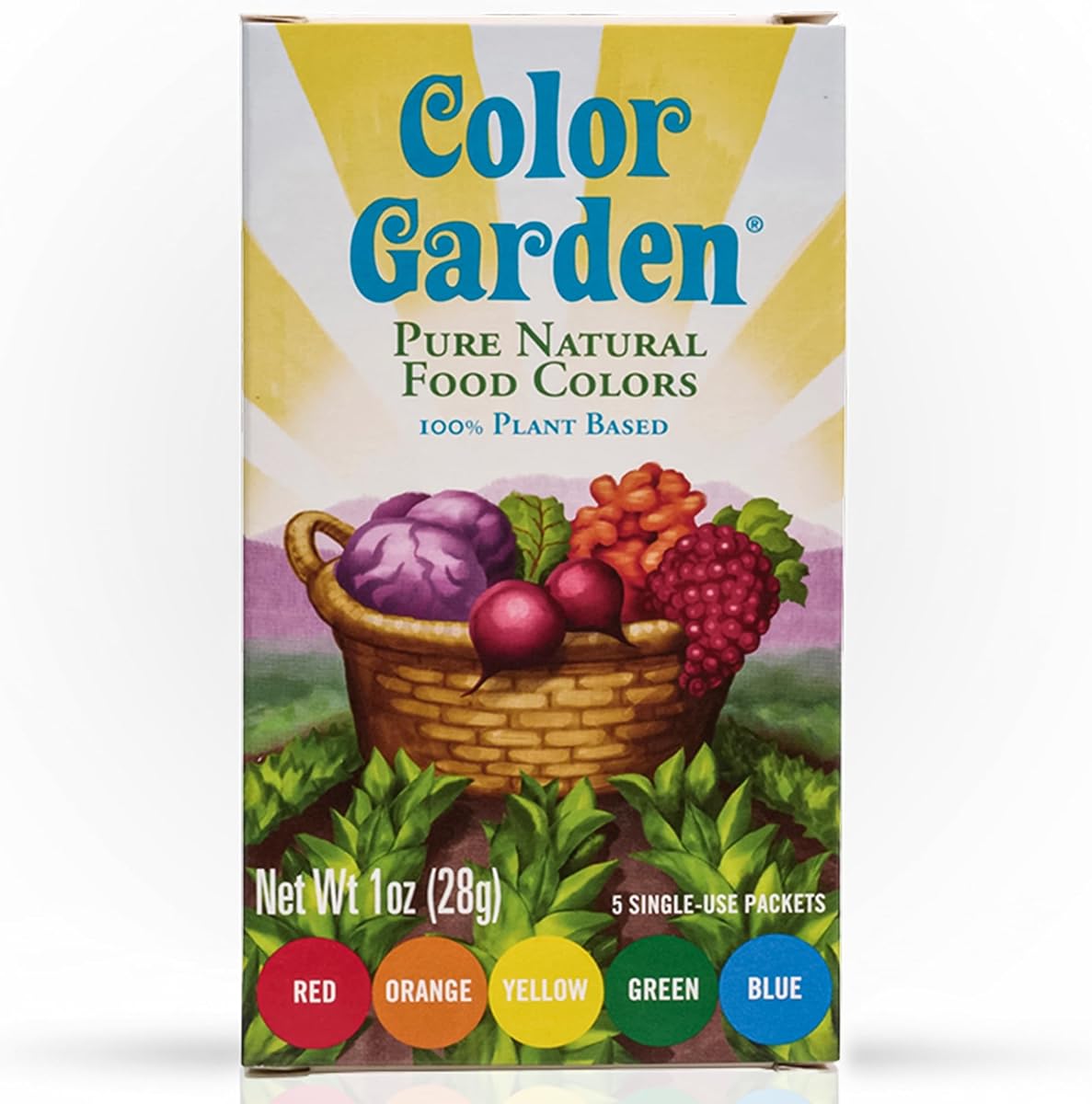 Colorante alimentario natural, vegano a base de plantas, 5 x 1 oz | Colorante alimentario natural, vegano, no tóxico, paquetes de un solo uso, horneado, glaseado, bebidas, postres, de origen vegetal