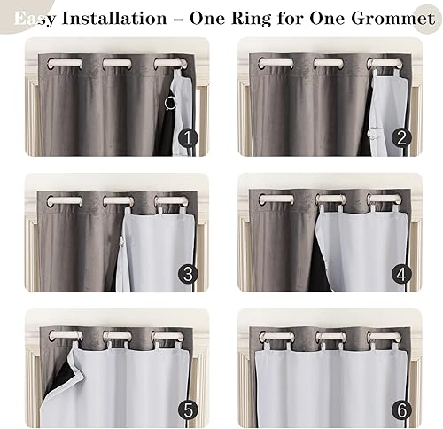 Miniatura 30 de Melodieux Forro de cortina 100% opaco con aislamiento térmico para cortinas de 84 pulgadas de largo, blanco hueso/negro, 50 x 80 pulgadas, 1 panel