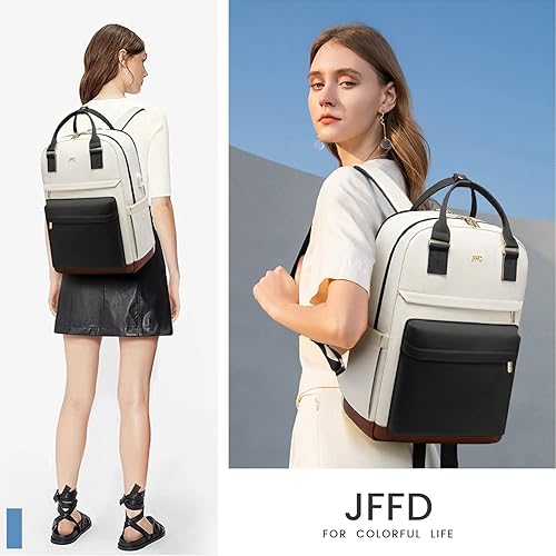 Miniatura 6 de JFFD Mochila para computadora portátil para mujeres y hombres, bolsa de viaje de moda para computadora portátil con puerto USB, mochila delgada para