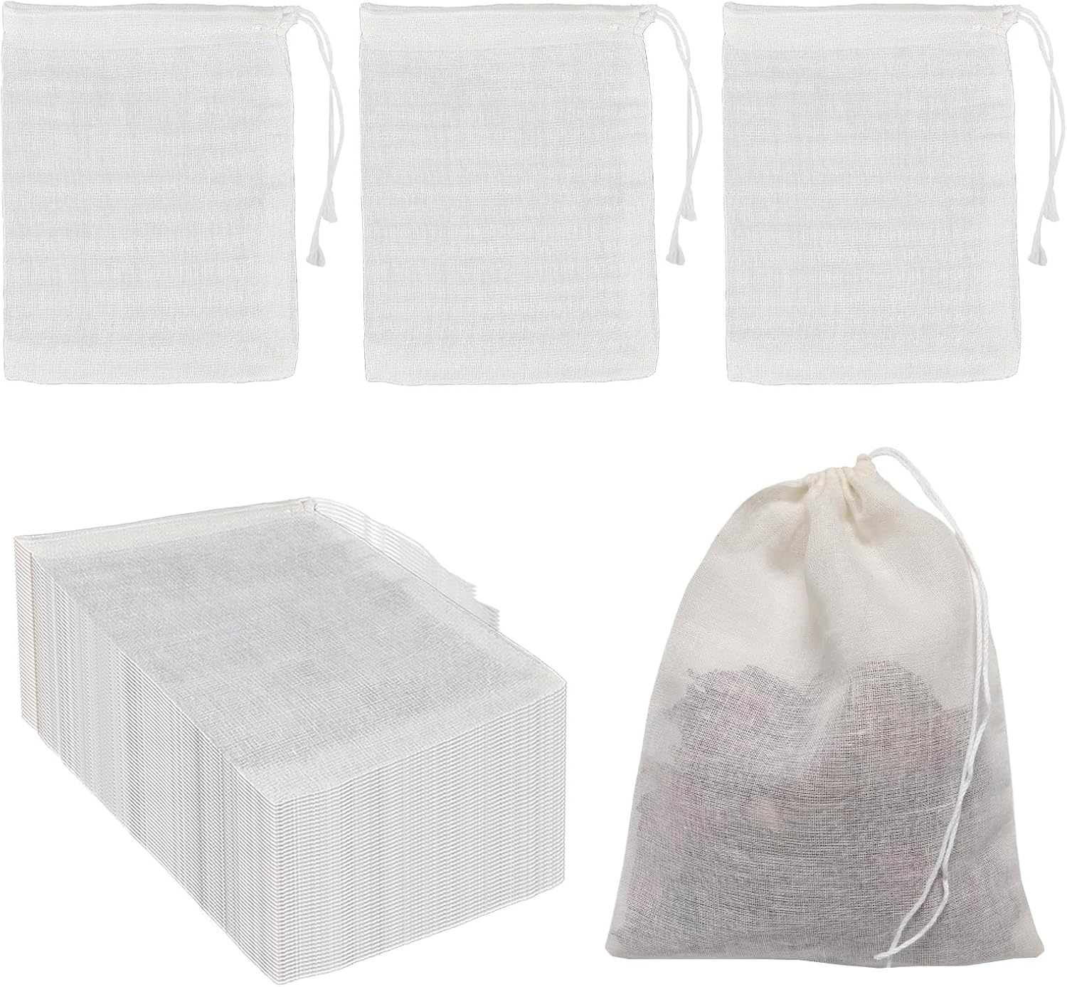 Muslin Bag 50 Pcs Cotton Muslin Bags with Drawstring – 8×10cm Reusable 100% Cotton ...