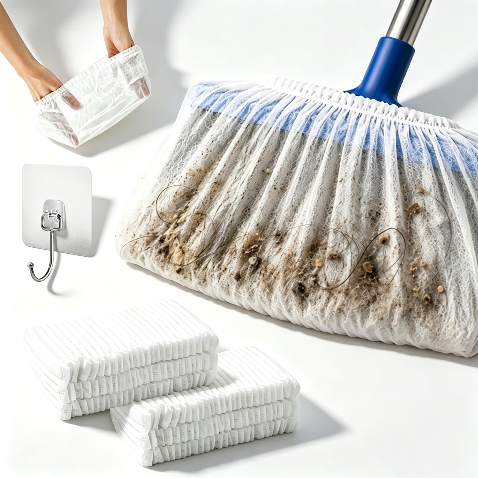 Gienslru 300Pcs Disposable Broom Dust Covers - 2026 New Broom Covers For Sweeping With Elastic Band, Trap Dust Lint & Fur, Electrostatic Pet Hair Broom Covers, Universal Fit For Most Standard Brooms (300Pcs)