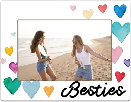 4" x 6" Besties Picture Frame, BFF Gifts for Women, Fits 4" x 6" Photos, Friendship Gifts for Female Friends, Bestie Birthday Gift, Soul Sister Long Distance Friendship Photo Frame Desk Decor -A03
