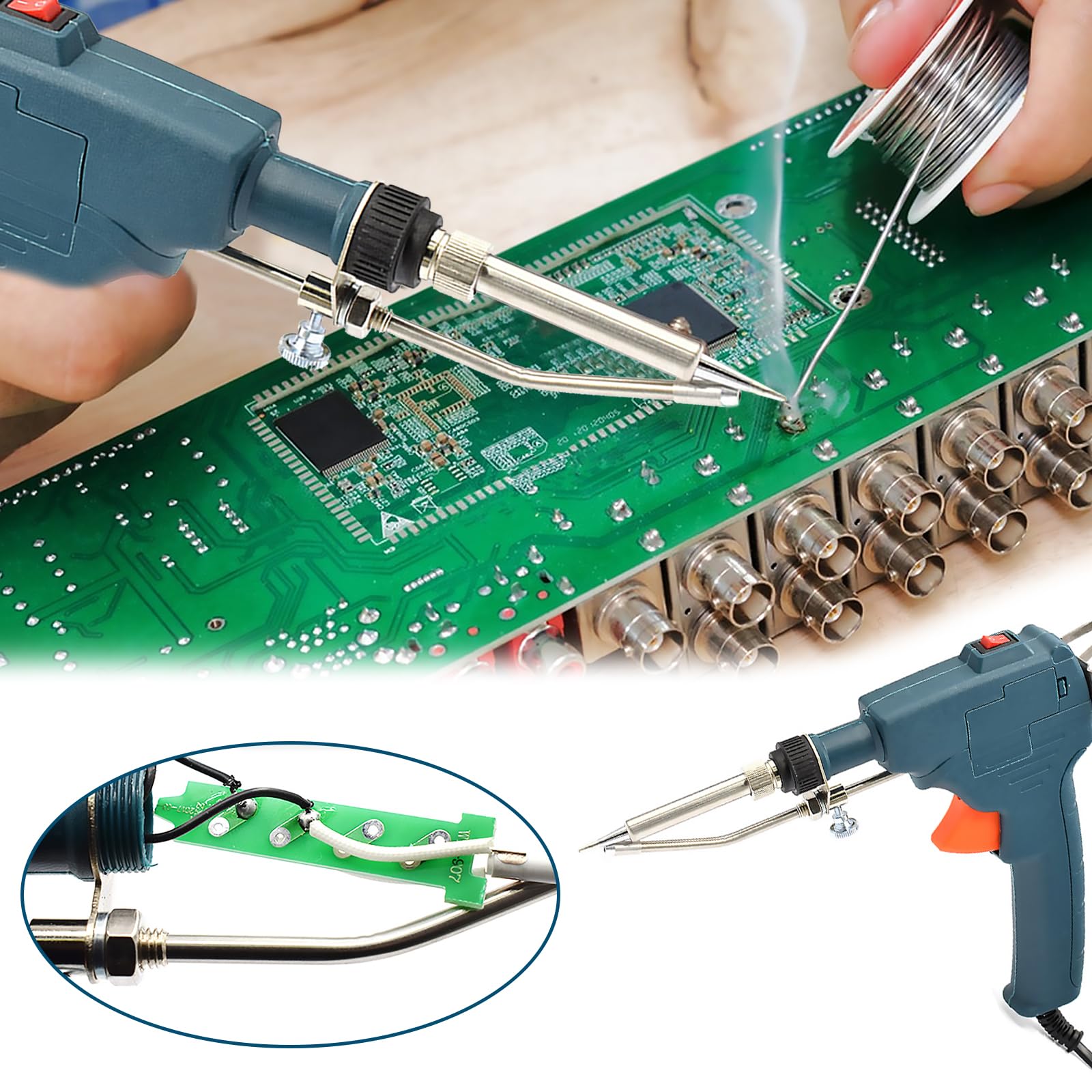 Kit de Soldadores de Estaño 60W, Pistola Manual Estación De Soldador Marco De Estaño Autónomo Funciona Con Una Sola Mano Herramienta De Soldadura para Reparaciones Electrónicas