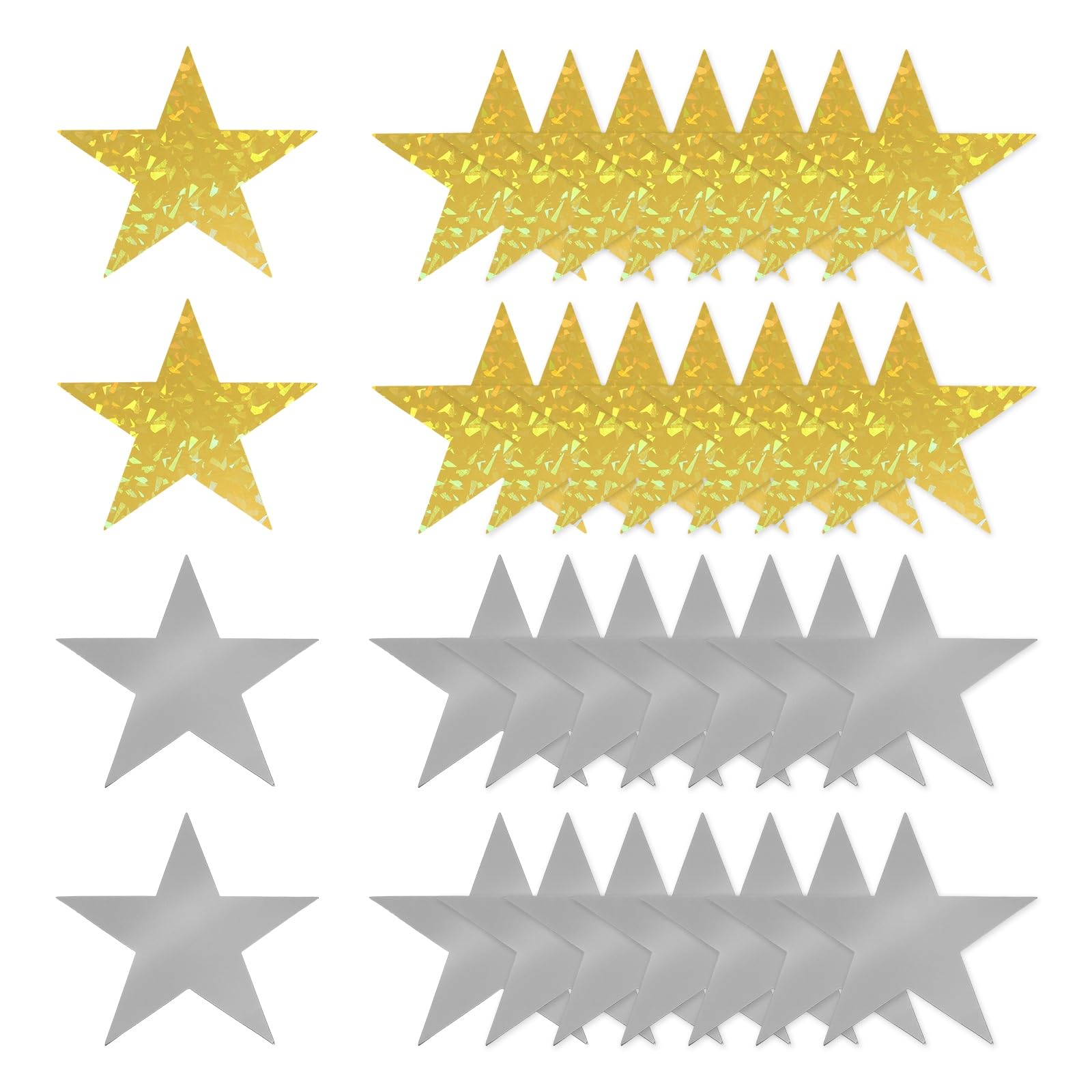 sourcing map 48 Pcs Stars Cutouts Decoration, 6" Double Printed Paper Stars Cutout Confetti Cardboard Stars Decorations for Bulletin Board Wall Classroom Party, Silver/Laser Gold