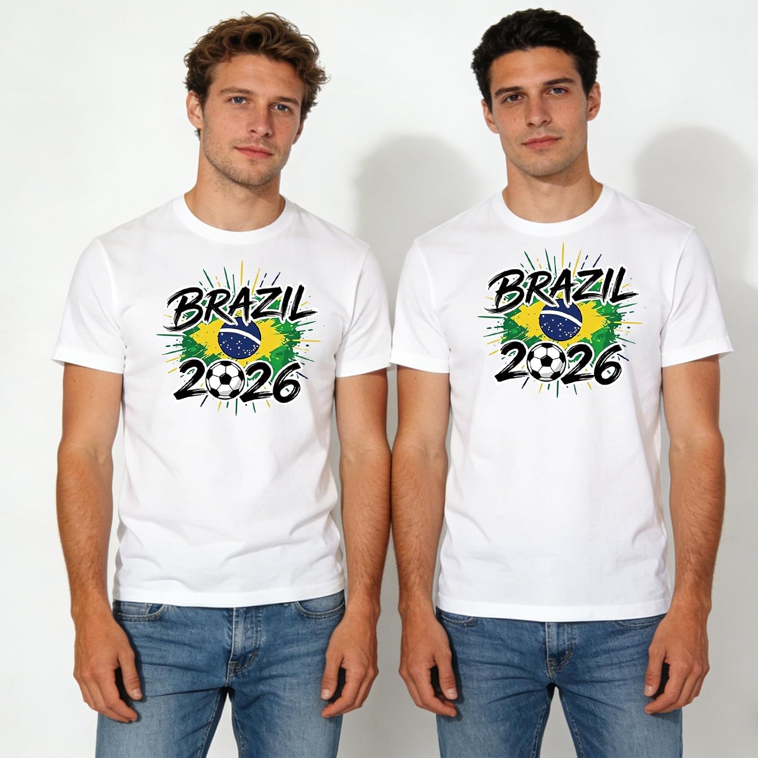Soccer Iron-on Patches for T-Shirts Brazil 2026 Soccer Cup Green Yellow Blue Brazil National Flag Soccer Motifs 8.6in & 7in Large Iron-On Sew-On for Jackets Jeans Pants Party Outfits DIY Crafts 5 Pcs