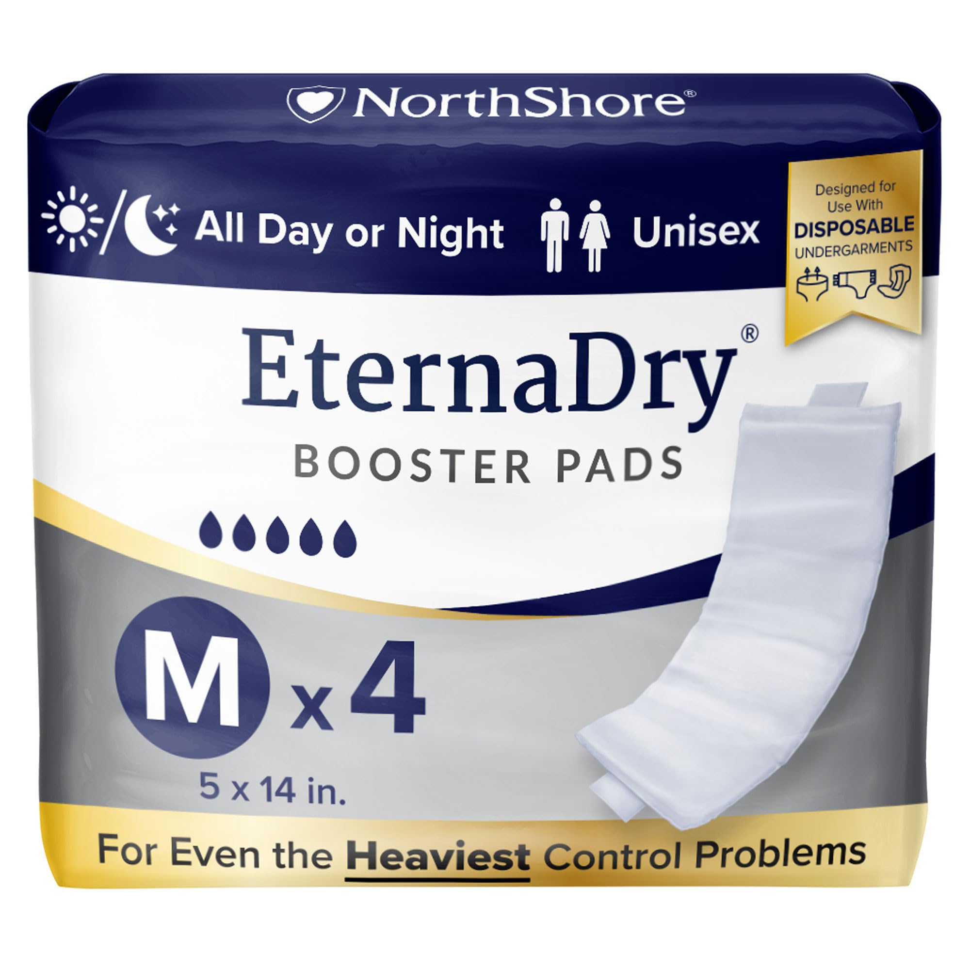 NorthShore EternaDry Booster Pads for Men and Women, Medium, Starter Pack/4