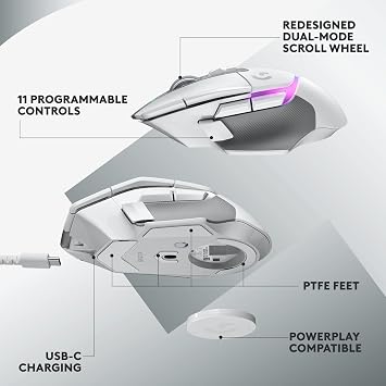 Logitech G502 X Plus Lightspeed Wireless RGB Gaming Mouse - Optical Mouse with LIGHTFORCE Hybrid switches, LIGHTSYNC RGB, Hero 25K Gaming Sensor, Compatible with PC - macOS/Windows - White