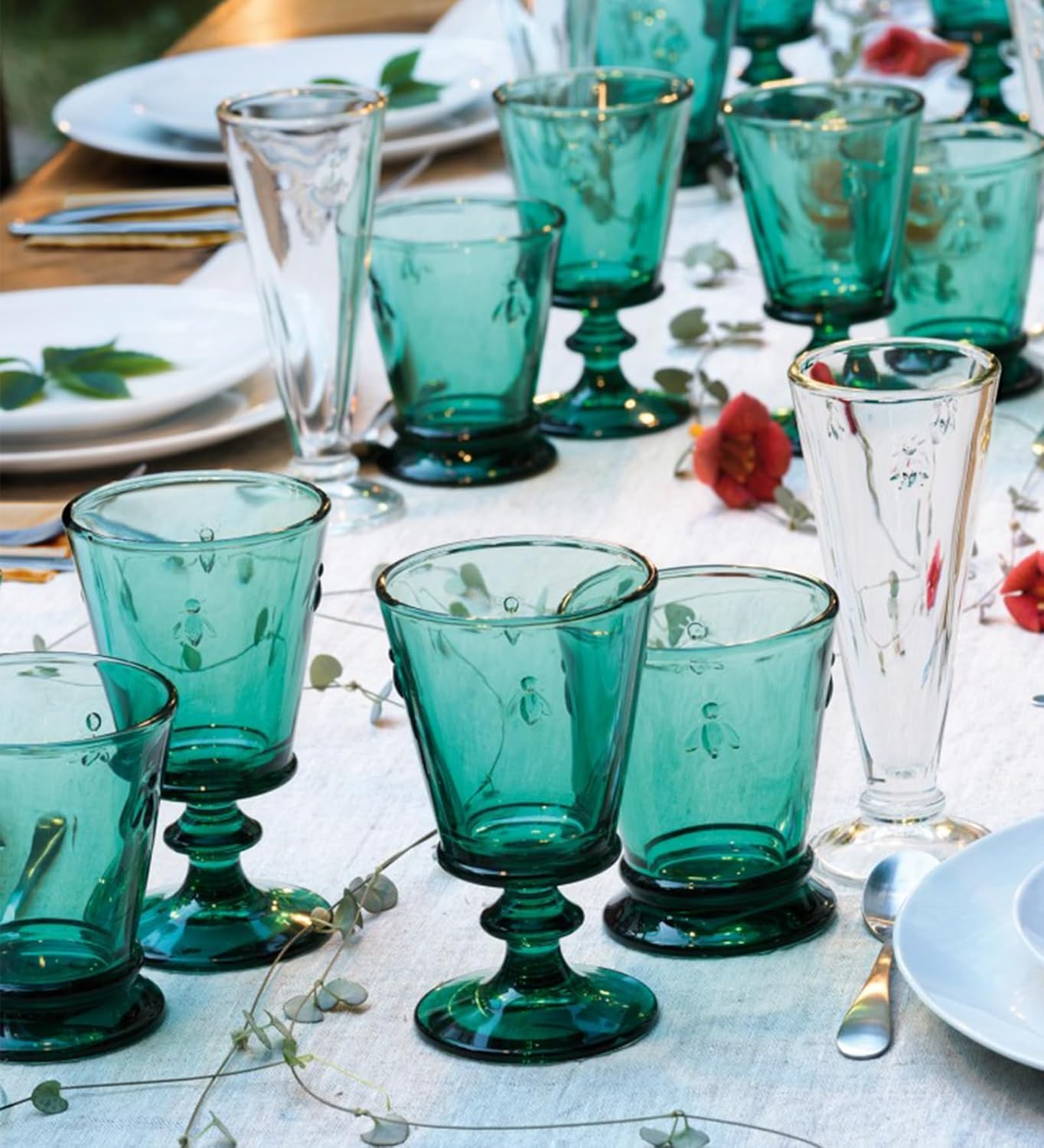 La Rochere Set of 6 Bee Wine Glass Green