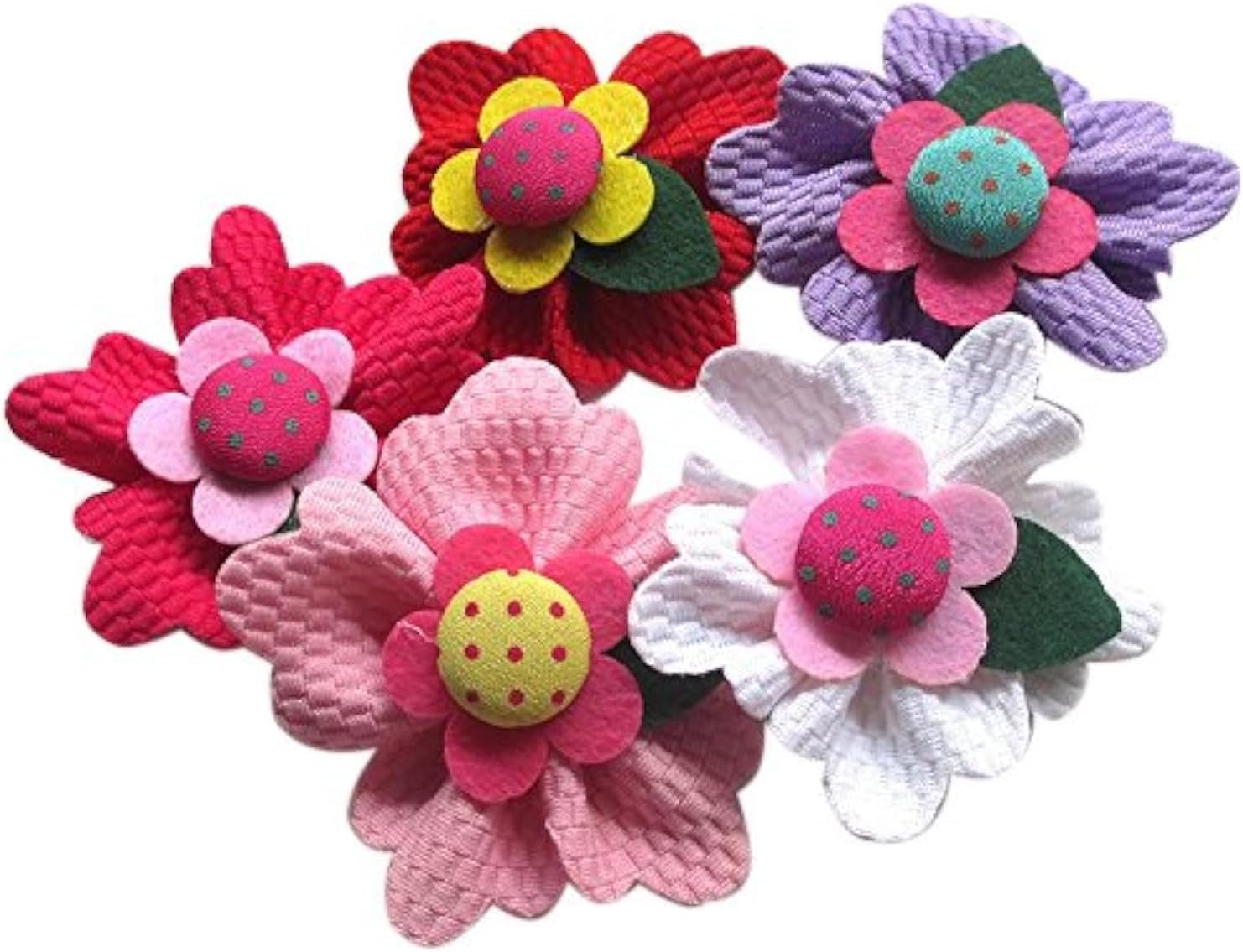 Chenkou Craft 15pcs Large 6cm Padded Felt Ribbon Flower Bows - DIY Sewing Appliques & Craft Decorations