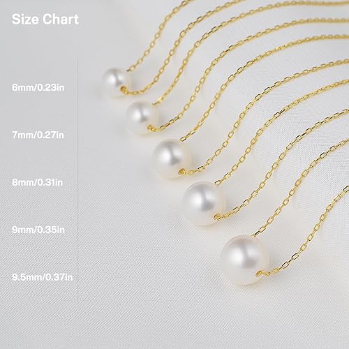 Miniatura 5 de AAAA Single Pearl Necklace Sterling Silver Floating Freshwater Cultured Pearl Pendant Necklace for Women 16 inch,17.5 inch