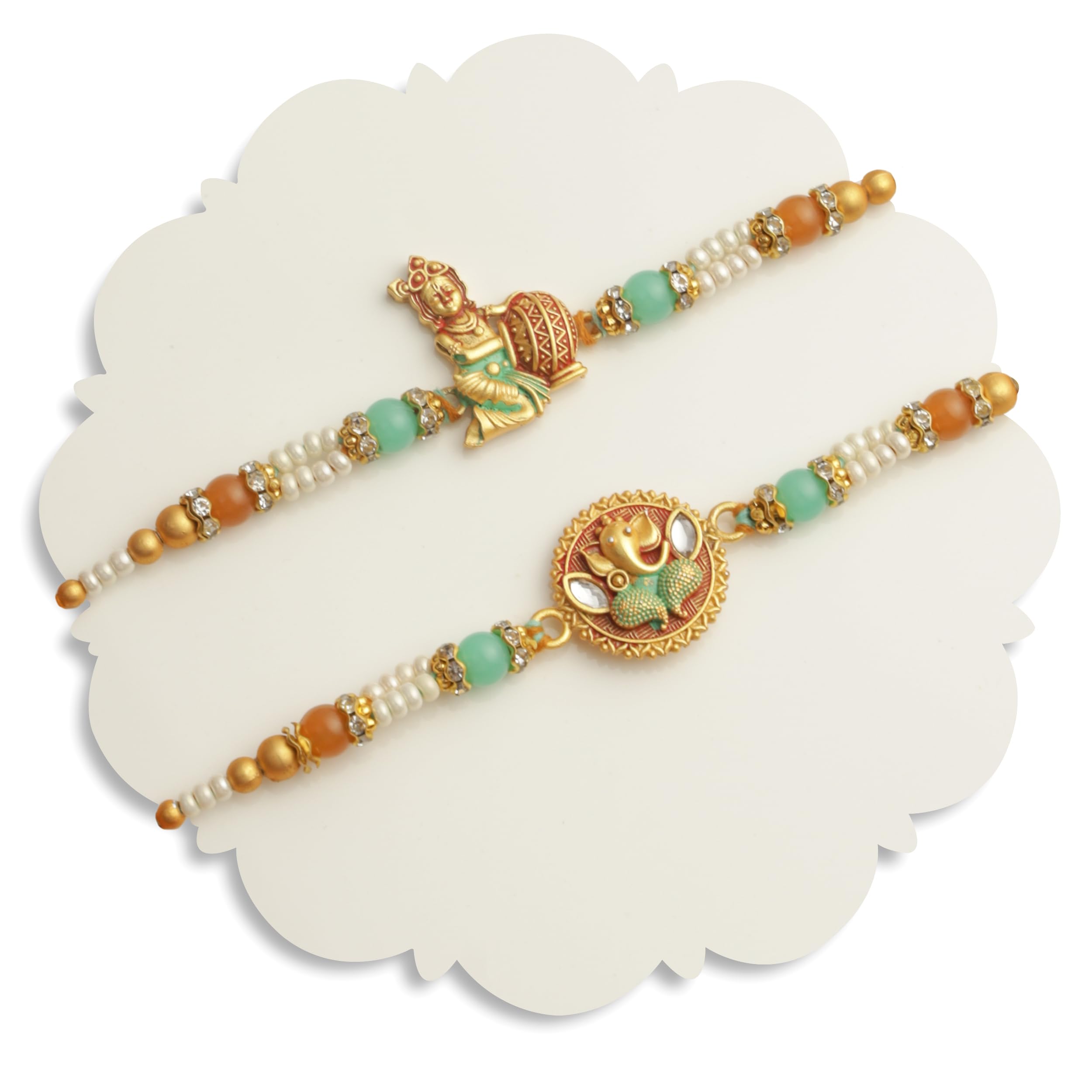 TIED RIBBONS Zestaw 2 rakhi dla brata z zestawem upominkowym | mini karta | Roli Chawal Tika - Raksha bandhan Rakhi bransoletka dla brata Rakhi 2 zestawy | Rakhi dla Bhaiya | nić Bhai Rakhi, 13 Inch