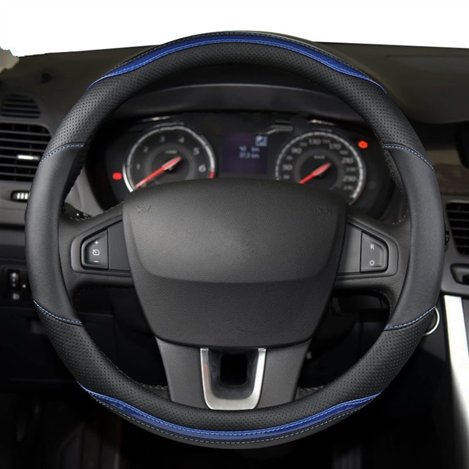 Volant Protecteur Couverture de volant de voiture en forme de O pour pour Twingo cuir microfibre respirant antidérapant + accessoires Auto en Fiber de carbone Antidérapante Housse Volant ( Couleur : 2