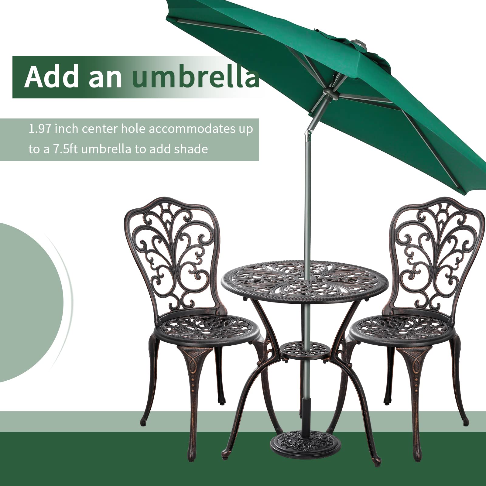 Snapklik.com : Withniture 3 Piece Patio Set Outdoor Bistro Set,Cast ...
