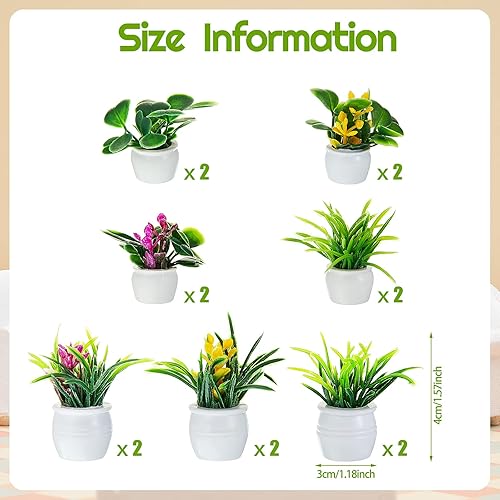 Miniatura 9 de 14 piezas de planta de casa de muñecas en miniatura, planta bonsái en maceta, modelo de flor pequeña, adorno de vegetación falsa, muebles de casa de