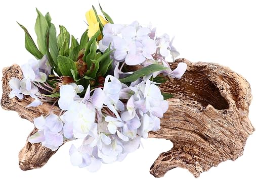 Atyhao Driftwood Planter Sculpture - Multilayer Log Planter Artificial Tree Root, Resin Creative Imitate Driftwood Wood Stump Flower Pot, Container Gardening
