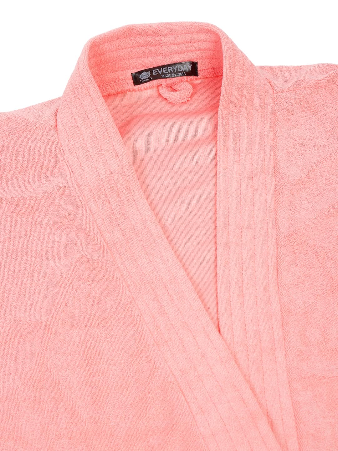CREEVA Everyday Unisex Micro Terry Bathrobe Collection With kimono collar and 2 Pocket, 3/4 Sleeve Bath Robe Super Soft Light Weight - Peachy Pink - Image 6 thumbnail