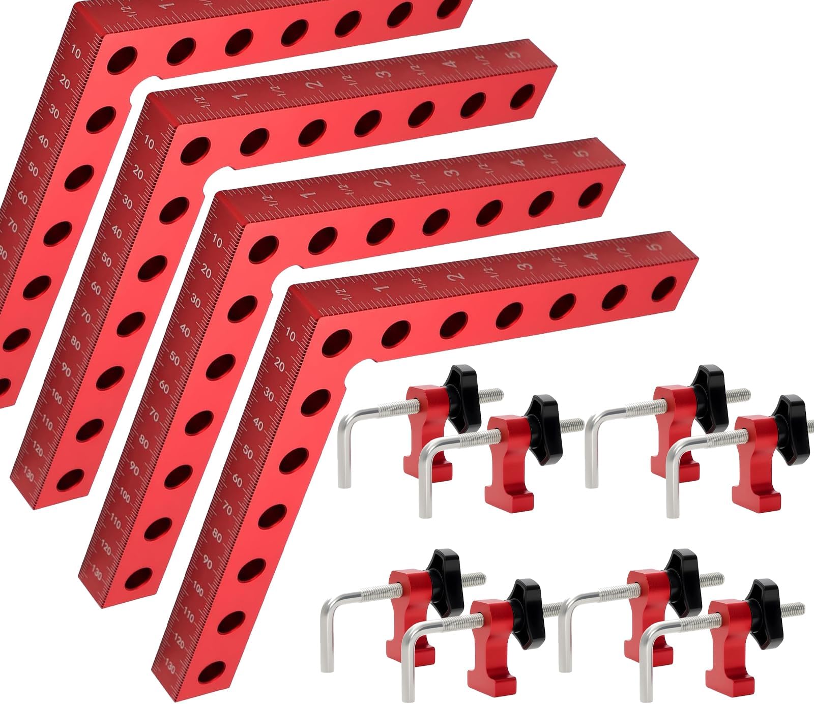 4 Packs 140mm Right Angle Fixing Clip 90 Degree L-Shaped Auxiliary Positioning Squares Right Angle Clamps Fixing Clip Woodworking Corner Clamping Square Tool