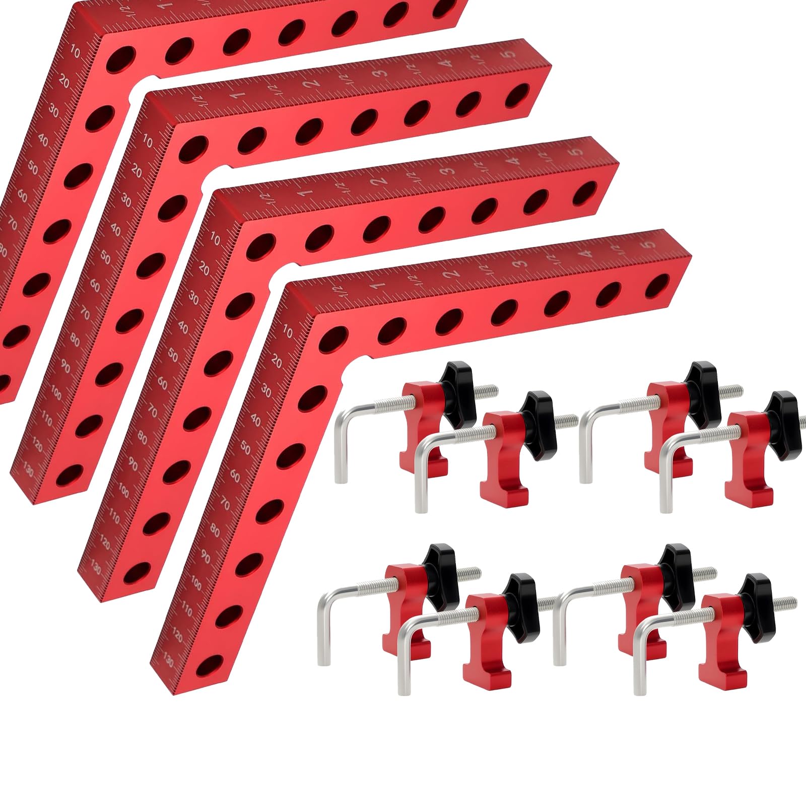 SUNNYNEST 4 Packs 140mm Right Angle Fixing Clip 90 Degree L-Shaped Auxiliary Positioning Squares Right Angle Clamps Fixing Clip Woodworking Corner Clamping Square Tool