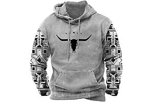 PORCLAY Menfame Western Cowboy Aztec Hoodie - Tribal Print Oversized Pullover Country Graphic Sweatshirt