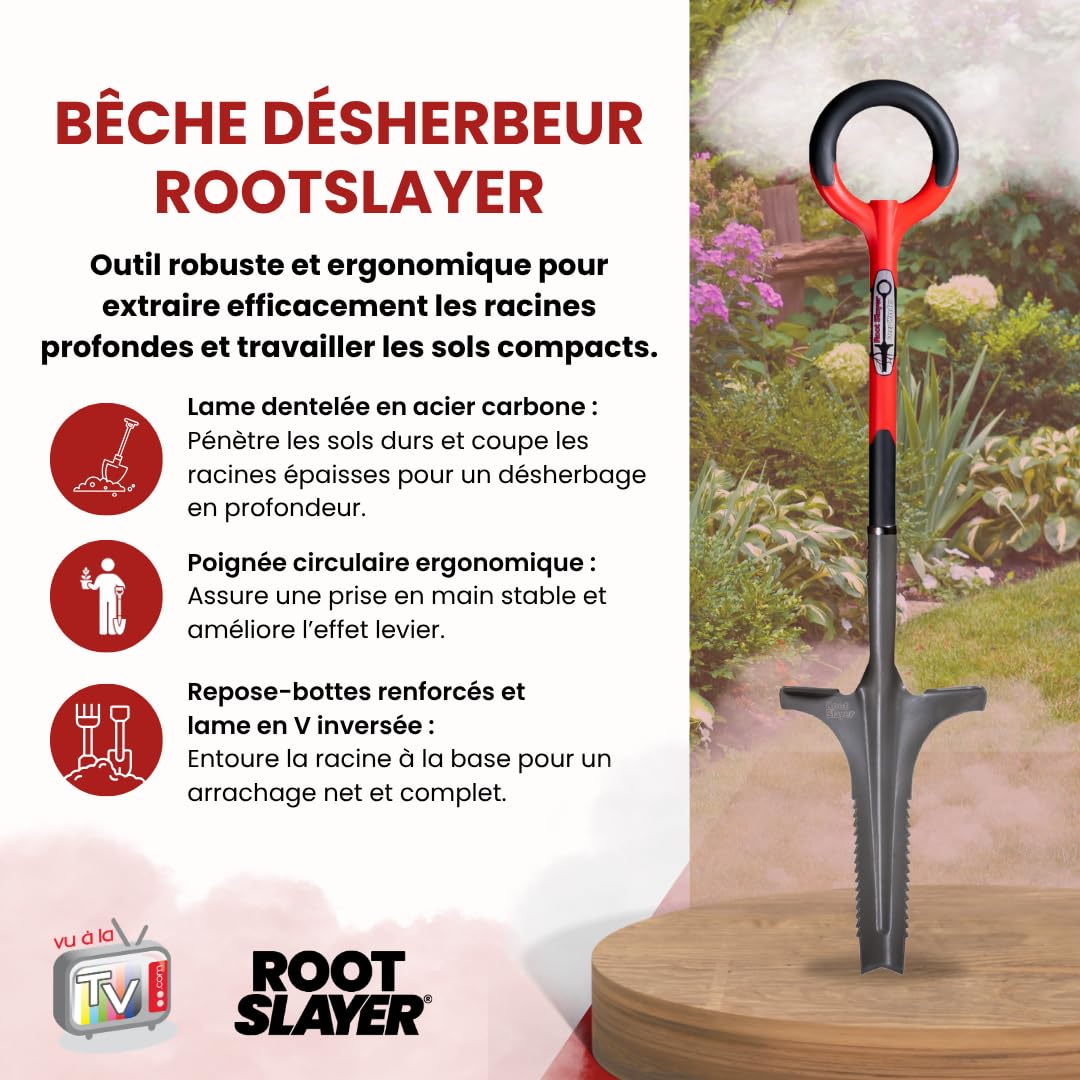 Venteo - Hoja dentada V invertida acero carbono reforzado de alta resistencia | Extracción de raíces profundas sin esfuerzo | Herramienta Jardinería Suelo Duro Césped Jardín