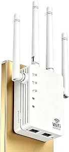 Dual Band 5GHz/2.4GHz 1200Mbps WiFi Extender Signal Booster, 12880 Sq.Ft Coverage & 105-Device Support, WiFi Extender for Home & Outdoor