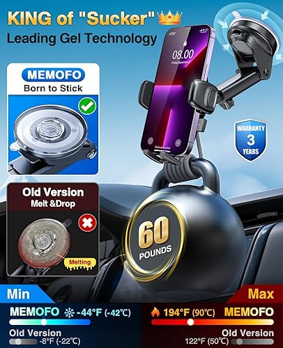 Miniatura 4 de Car Phone HolderMilitary Grade Suction Ultra Strong Base Phone Mount for Car Windshield Dashboard Air Vent UniversalThick Cases Friendly for iPhone,