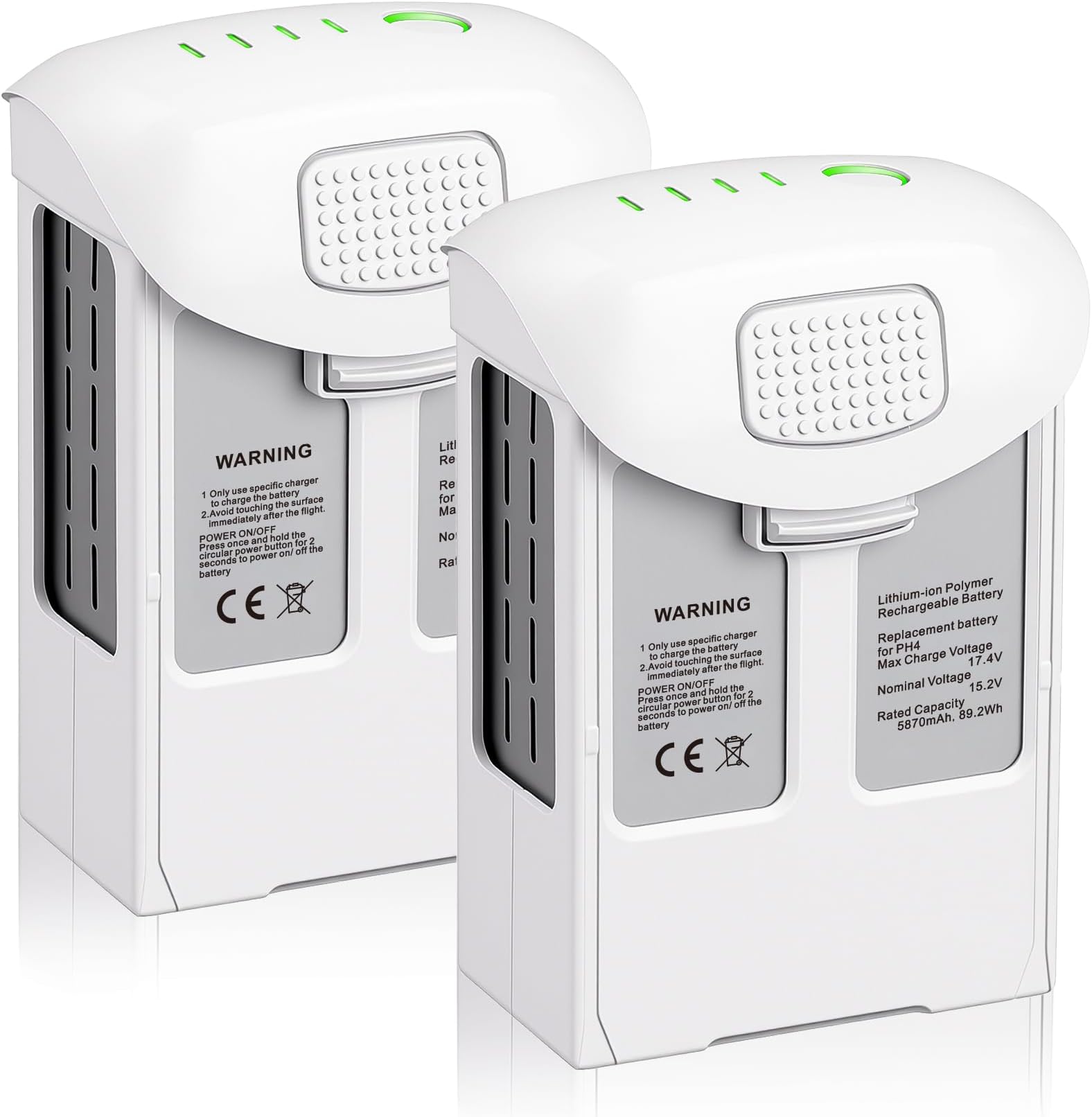 Phantom 4/4 Pro Battery 2 Packs (5870mAh 15.2V) Intelligent Flight Drone Replacement Battery for DJI Phantom 4 Pro/ 4 Pro V2.0/4 RTK/ 4 Advanced Drones