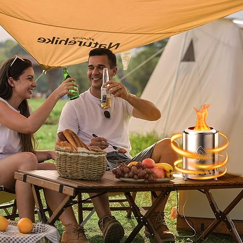 Miniatura 7 de Havato Hoguera portátil de mesa, 6.7 pulgadas, sin humo, para interiores y exteriores, pequeña estufa de mesa alimentada por pellets o madera, mini