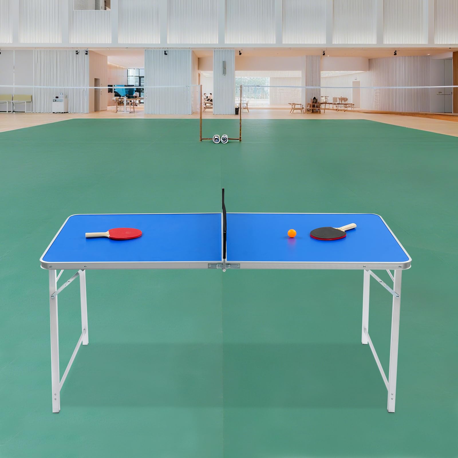 Tavolo da ping pong pieghevole 152 x 67 x 70 cm, con 2 racchette da ping pong e 3 palline da ping pong in lega di alluminio, portata 30 kg, per divertimento in famiglia, attività scolastiche