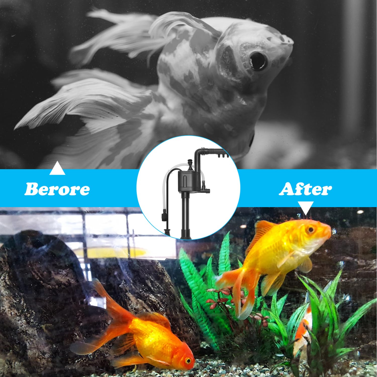 Nobleza - Pompa per Acquario 7L, Pompe ad Acqua Sommergibile (250 L/H, 2.5 W), Pompa per Acquario Acqua Sistemi di Circolazione per Acquario