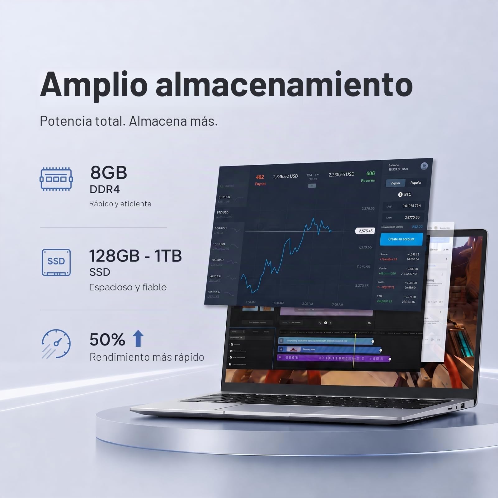 Kayoote Portátil 14,1'' Win 11 Pro, Intel Pentium J3710 Quad-Core hasta 2,64GHz, 8GB RAM, SSD M.2 128GB, Pantalla HD, Bisagra 180°, USB 3.0, Mini HDMI, Cámara, Ligero para Trabajo y Estudio