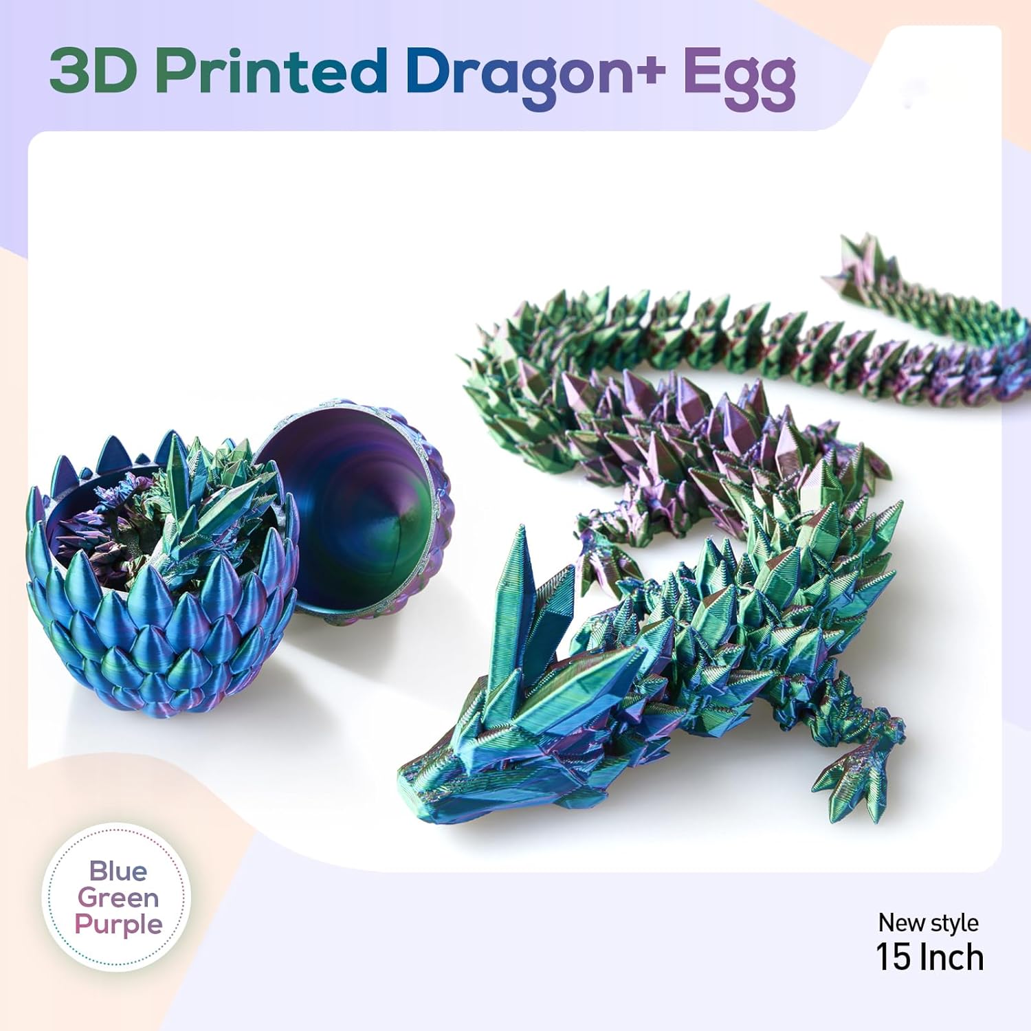 15''3D Printed Dragon Egg,Prefilled Easter Eggs Basket Stuffers,Stuffed Egg Hunt Fillers with Easter Toys,Dragon Eggs with Dragon Inside,Surprise Dragon Egg Toy for 5-7 4-6 8-12 Year Old Boys Kid Girl