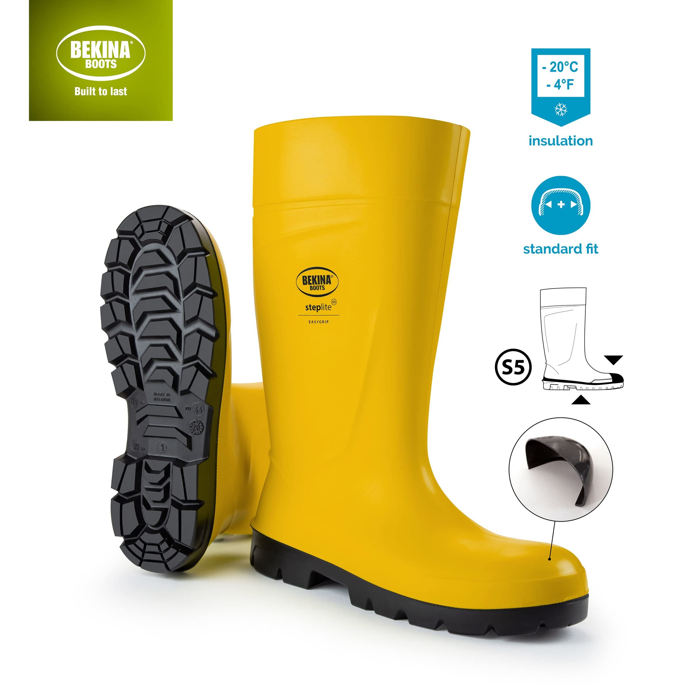 Botas de Seguridad, Hombres, con Puntera y Suela de Acero de Seguridad, Poliuretano, Muy Ligeras, Incl. Plantilla para pies Calientes y Secos, Amarillo, EU 43
