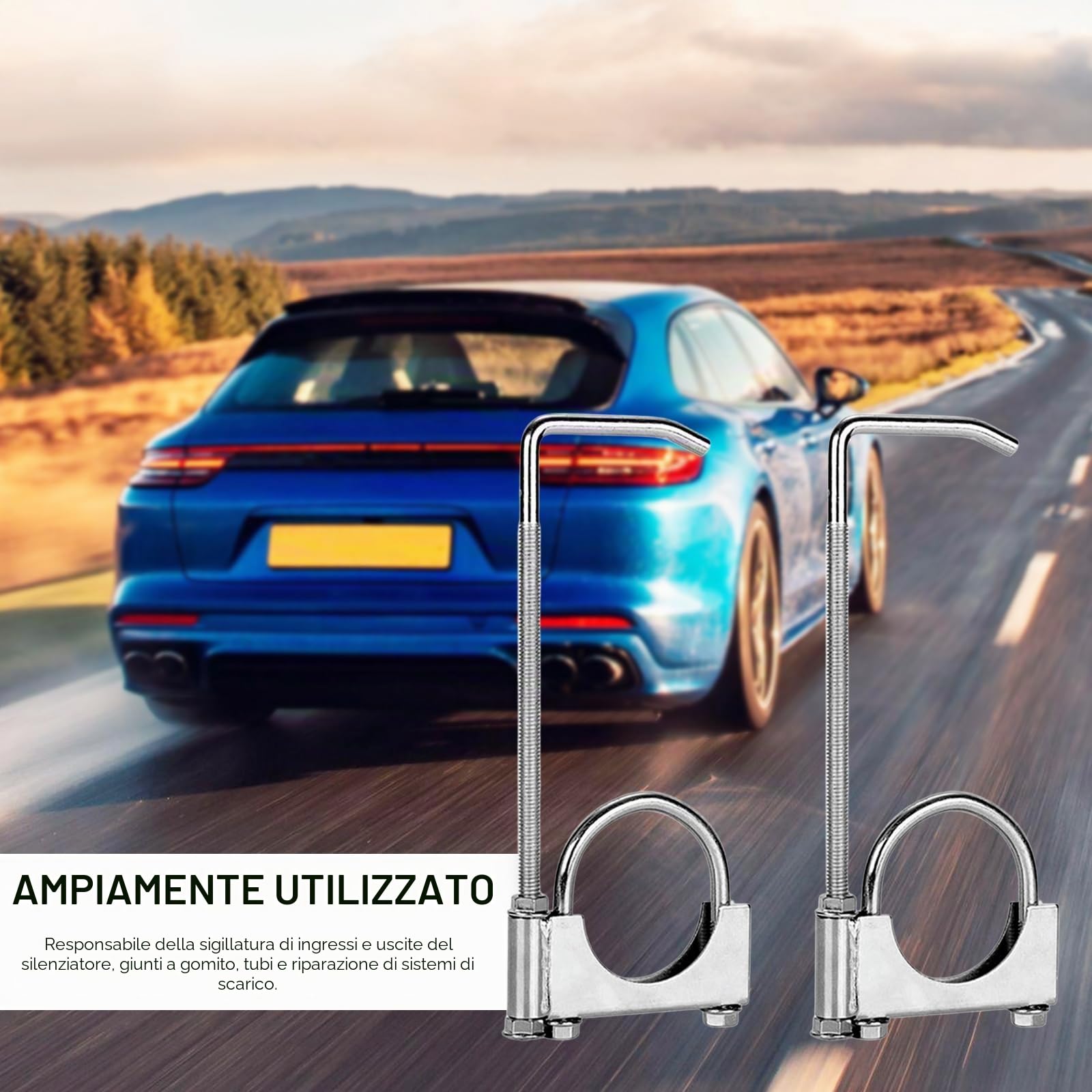 Fascetta Di Scarico In 2 Pezzi, Universale In Acciaio Inox Fascette A U Resistenti Con Gancio Stile Sella ø70 mm/2,75 Pollici Per Tubi Di Scarico Di Auto E Camion